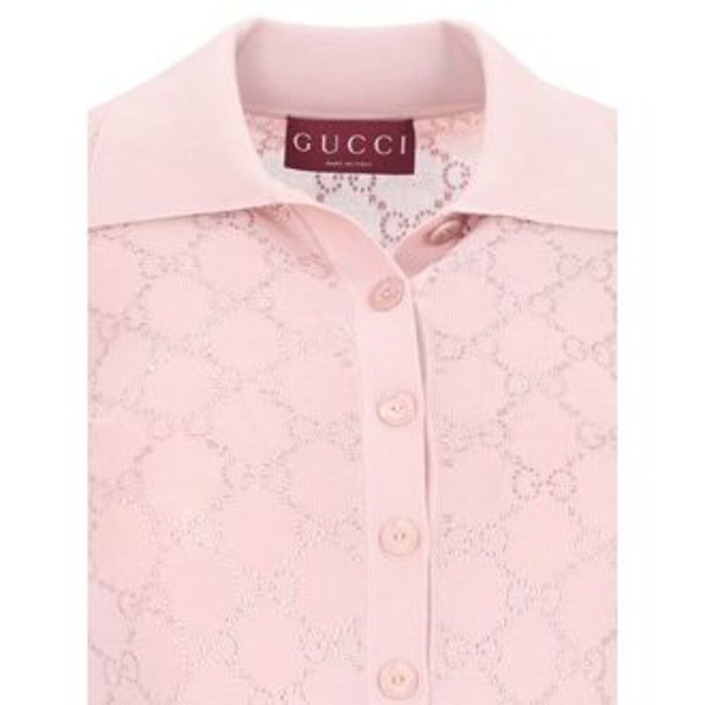 Gucci Women "Gg Crystal" Knit Polo Shirt - Picture 3 of 5